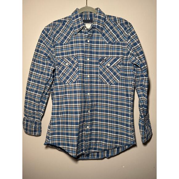Wrangler Thick Heavy Duty Cotton Pearl Snap Western Shirt size Medium - Picture 1 of 14